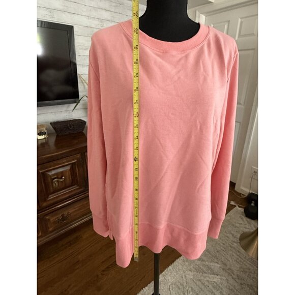 MPG Coral Blossom Cozy Fleece Relaxed Pullover Crewneck Sweatshirt Womens Size L - Picture 7 of 10